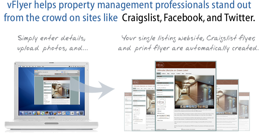 vFlyer helps property managers stand out from the crowd on sites like Craigslist, Facebook, Twitter vFlyer helps property managers stand out from the crowd on sites like Craigslist, Facebook, Twitter